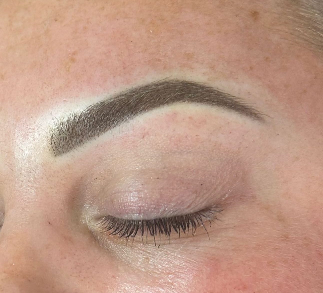 close up of womans eyebrows